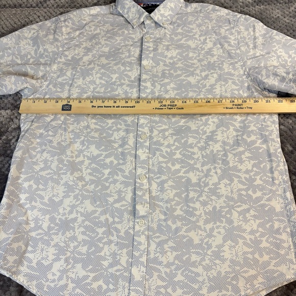Men's Navy and White Patterned Button Down Slim Fit Shirts - Picture 5 of 7